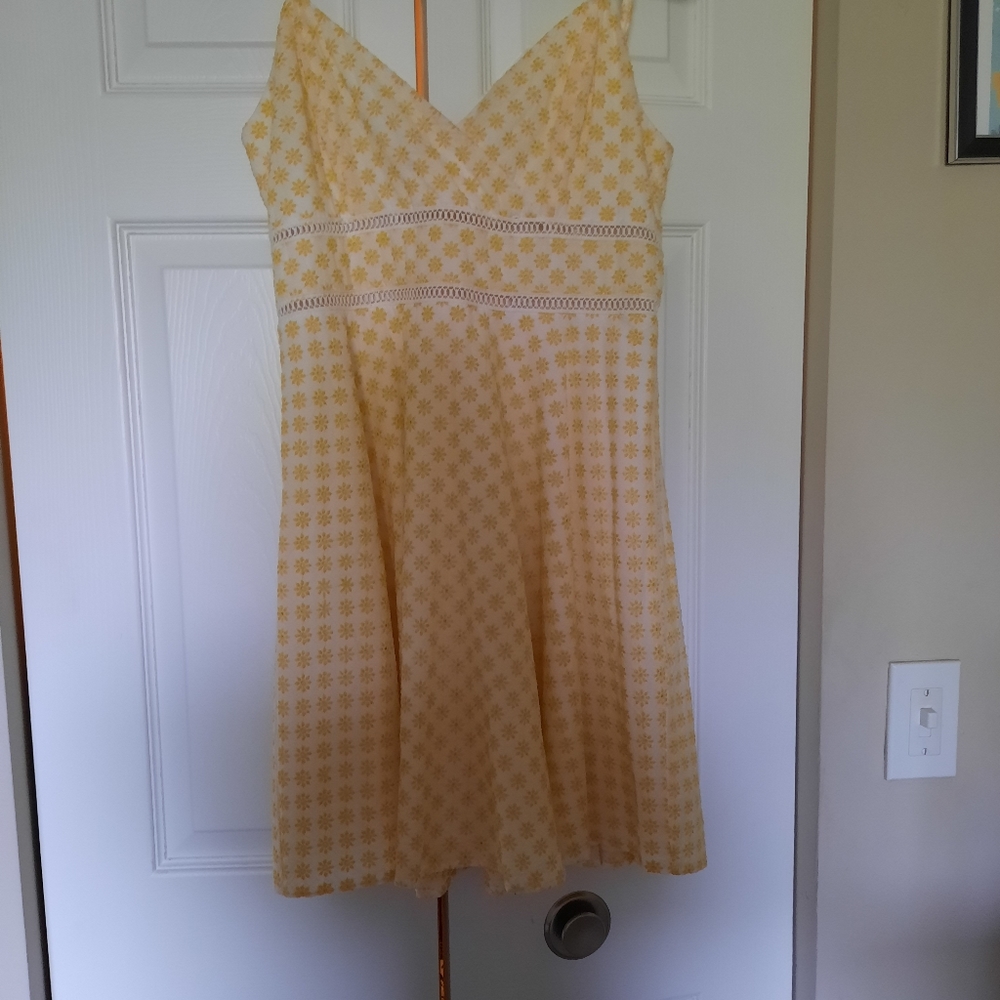 Miami yellow flower eyelet dress